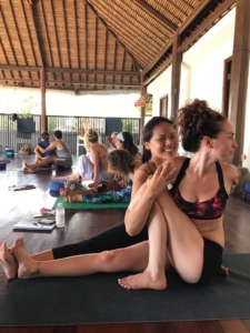 Dawn teaching yoga